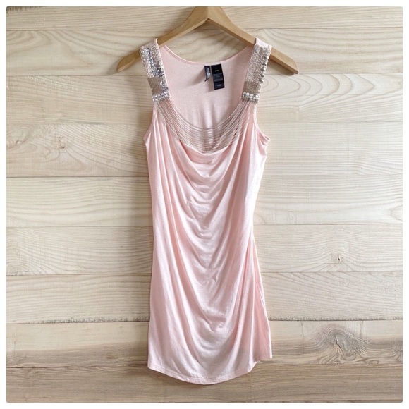 Bisou Bisou Tops - 4/$20🛍NWT BISOU BISOU PINK DRAPED NECACE TANK TOP